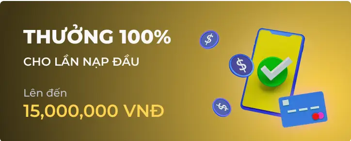Hình ảnh khuyến mãi Thưởng 100% Chào Mừng Thành Viên Mới tại vn123